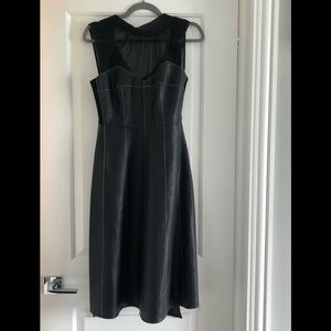 BCBG Black Faux Leather and Sheer Dress